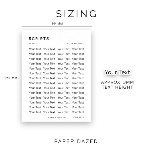 3mm Petite Custom Scripts - MODERN