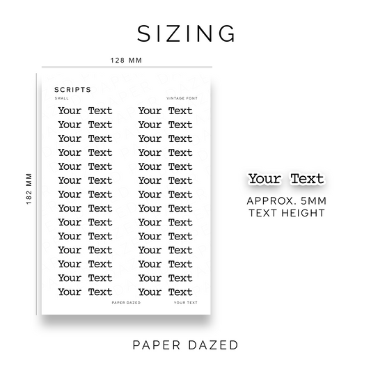 5mm Small Custom Scripts - VINTAGE