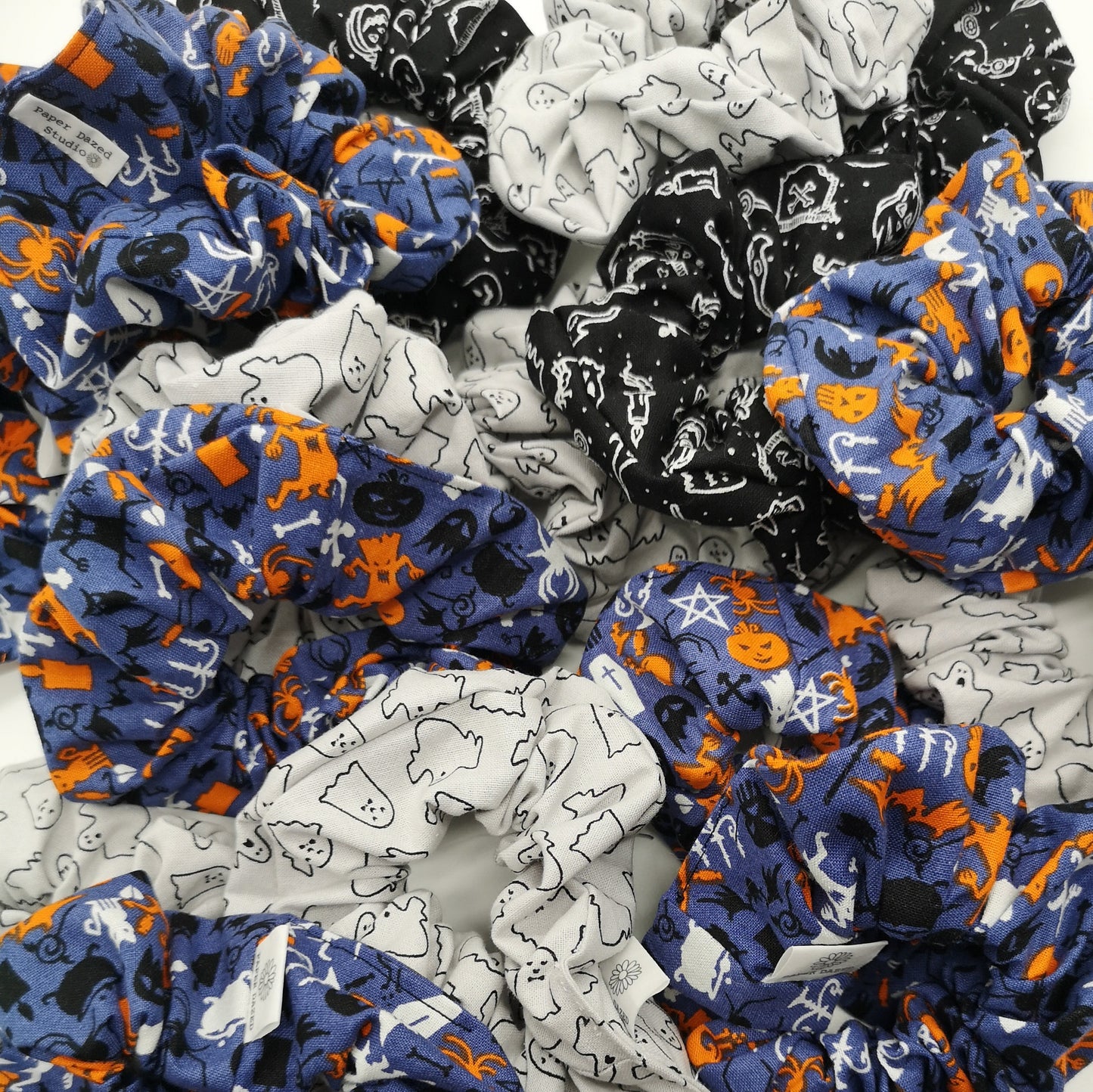 Navy Orange Halloween Scrunchie