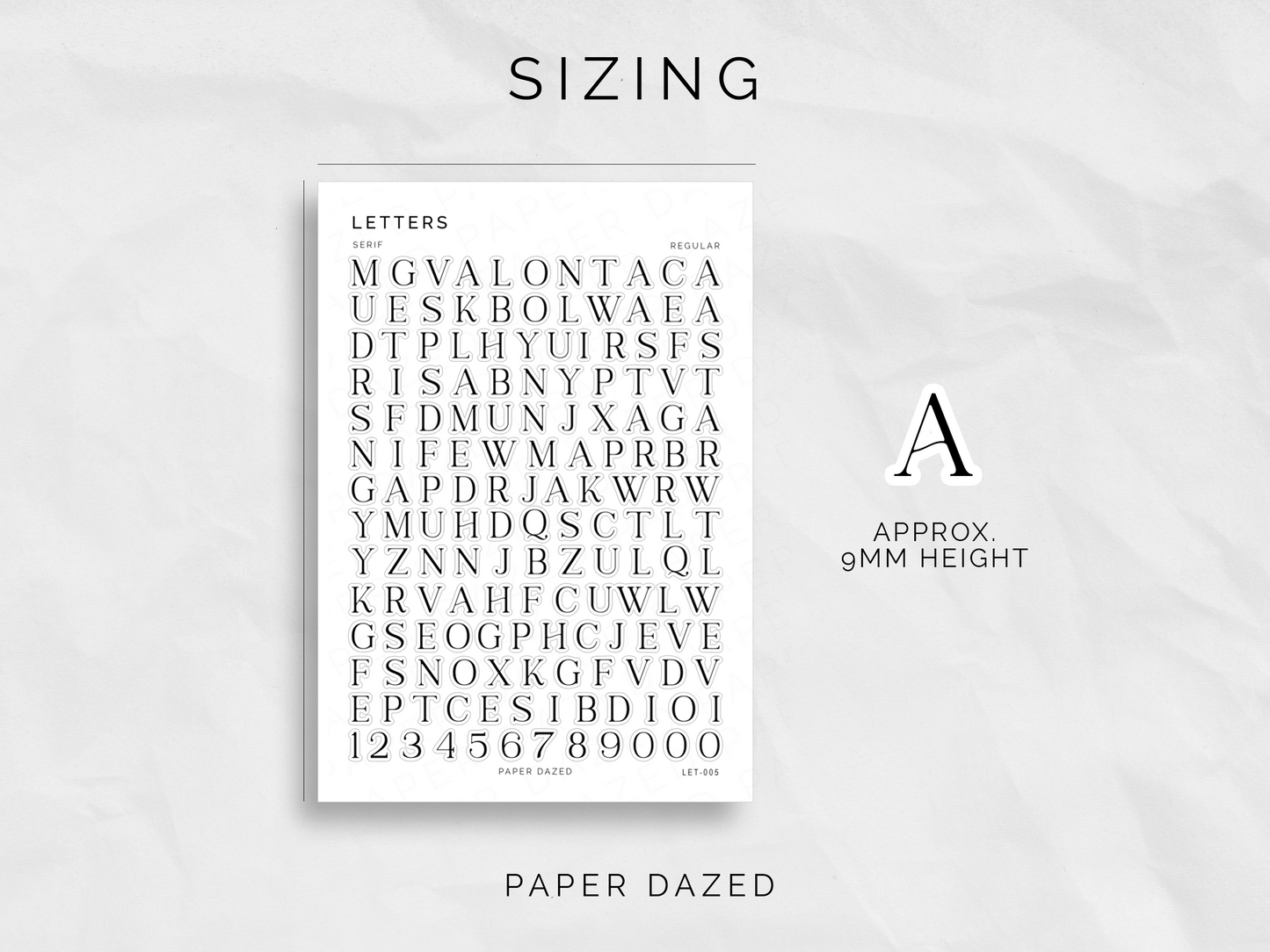 Regular Letters and Numbers Stickers - Serif Font