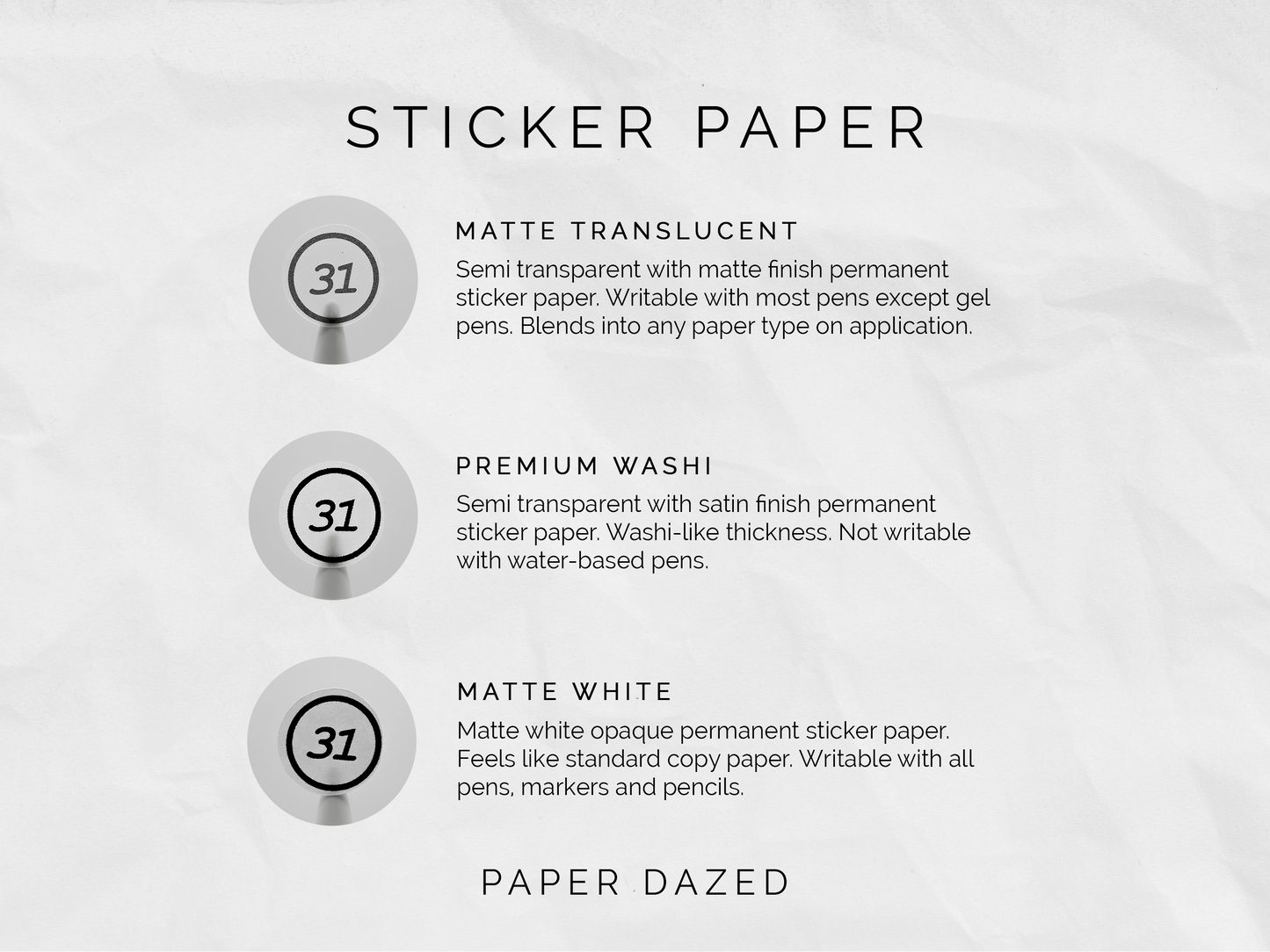 Medium Typewriter Letters Sticker Sheet