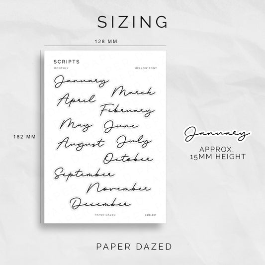 Large Monthly Scripts - MELLOW Font