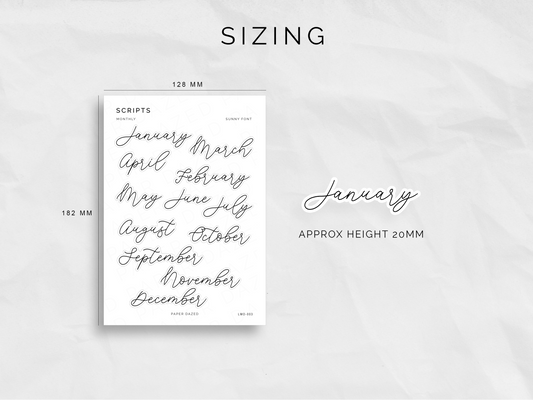 Large Monthly Scripts - SUNNY Font