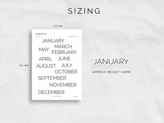 Large Monthly Scripts - MODERN Font