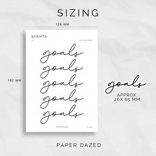 Goals XL Script Sticker - Mellow Font