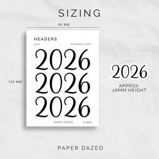 2026 Title Sticker - Blooming Font