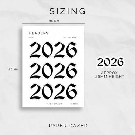 2026 Title Sticker - Gothic Font
