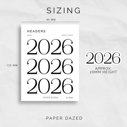 2026 Title Sticker - SERIF Font