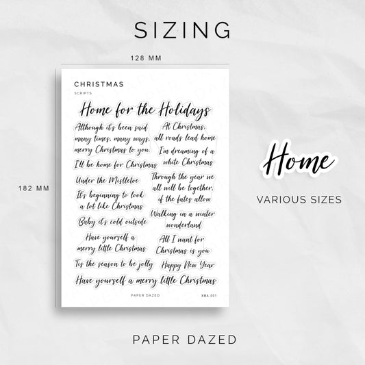 Christmas Script Quotes Sticker Sheet