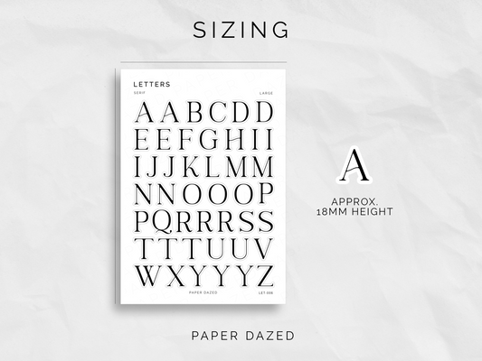 Large Letters and Numbers Stickers - Serif Font