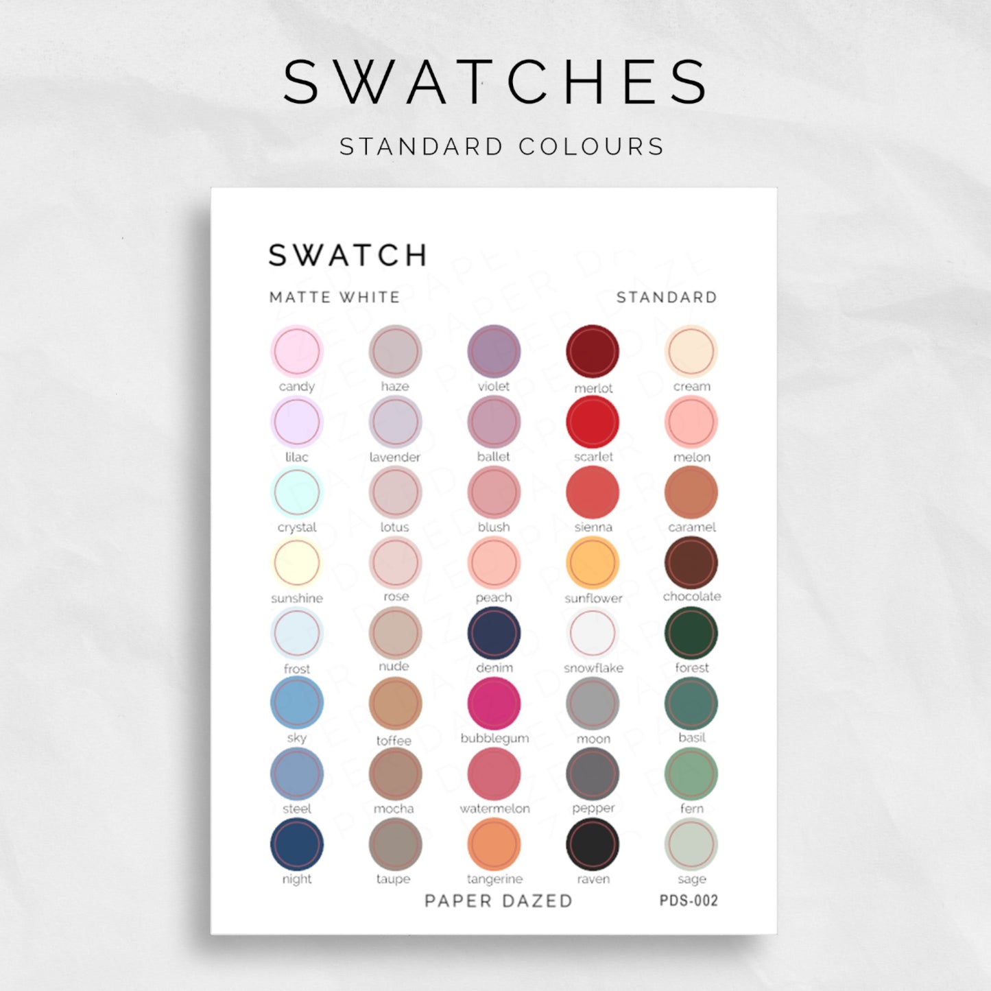 Standard Colour Swatch Stickers