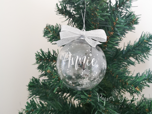 Shatterproof Personalised Silver Star Shaker Bauble