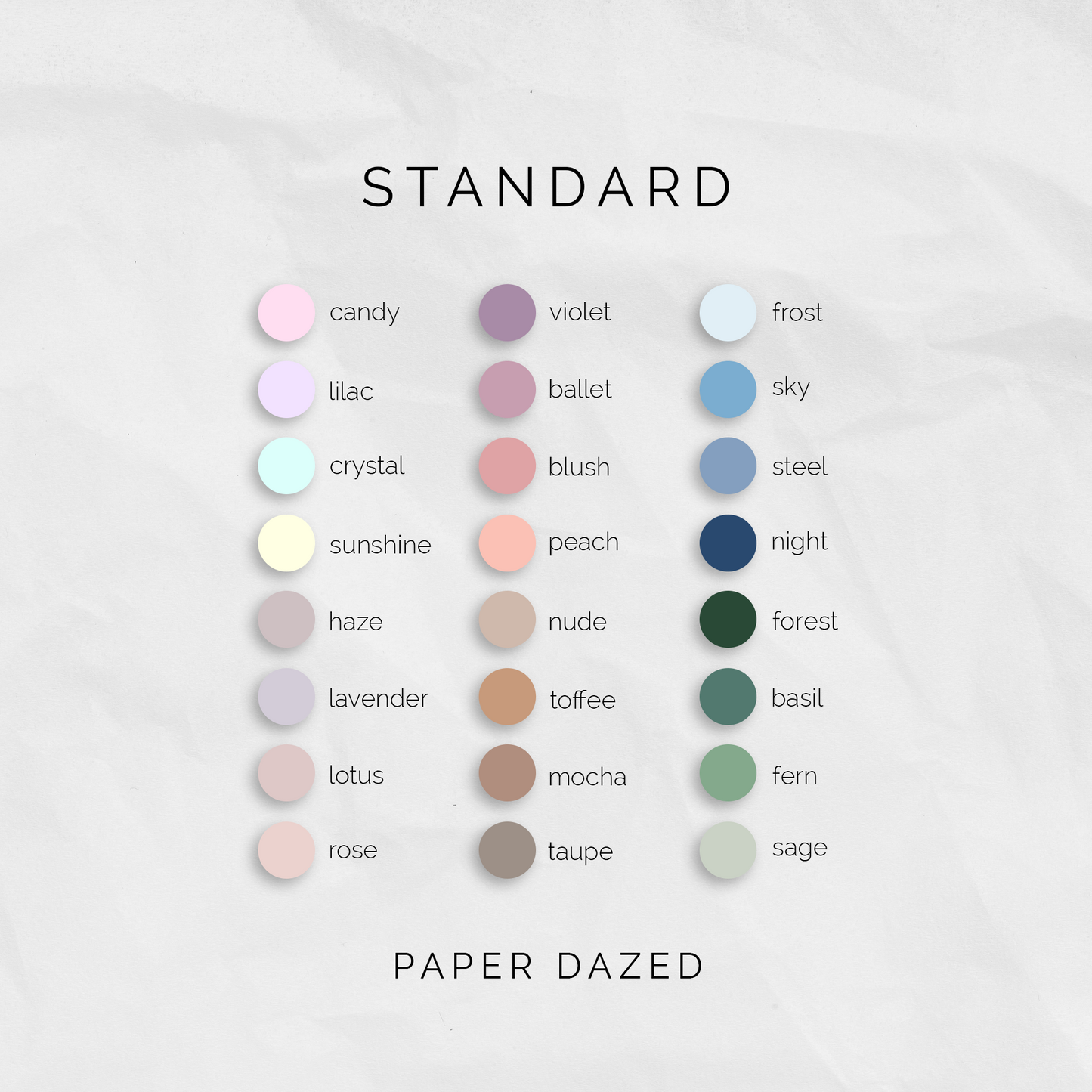 Standard Colour Swatch Stickers