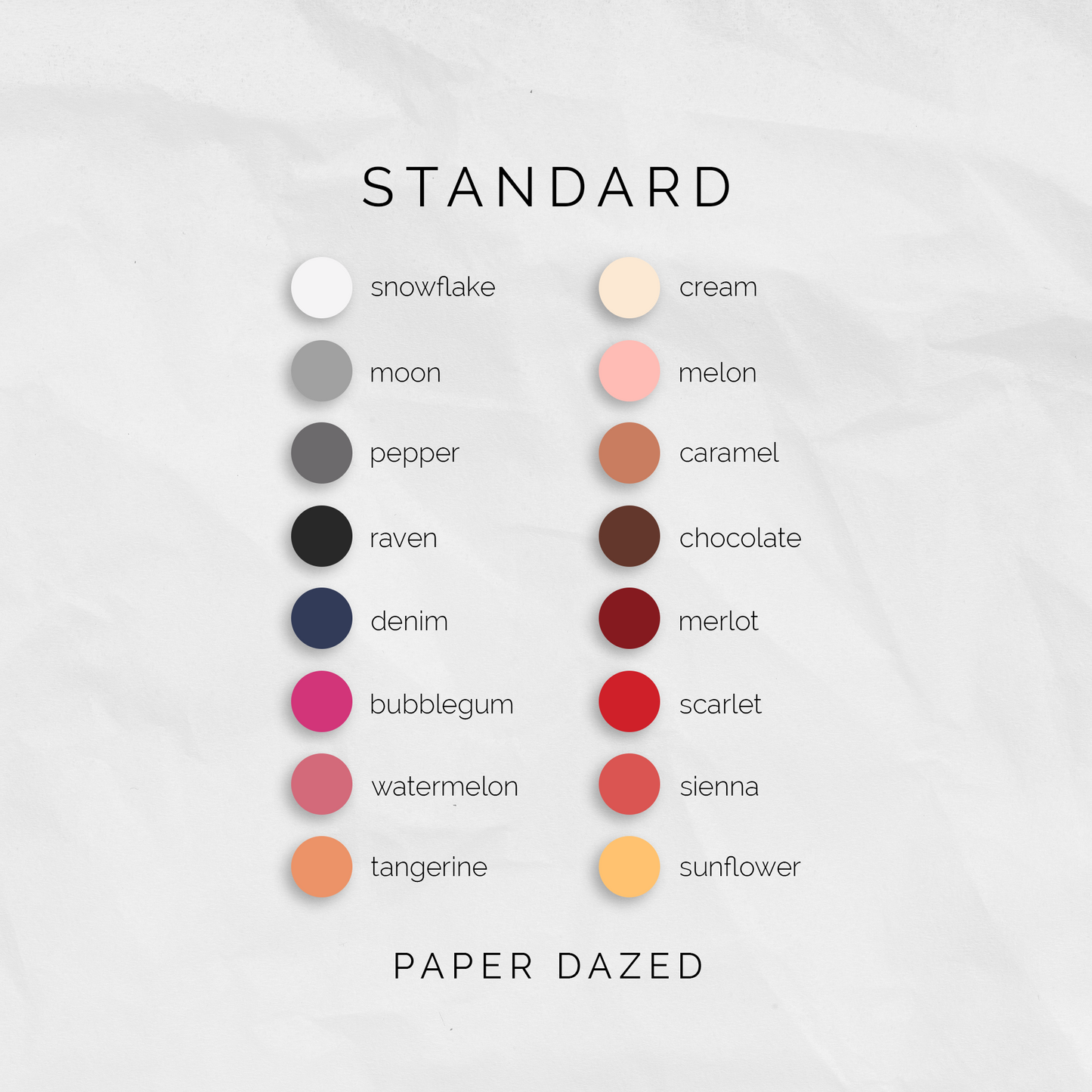 Standard Colour Swatch Stickers