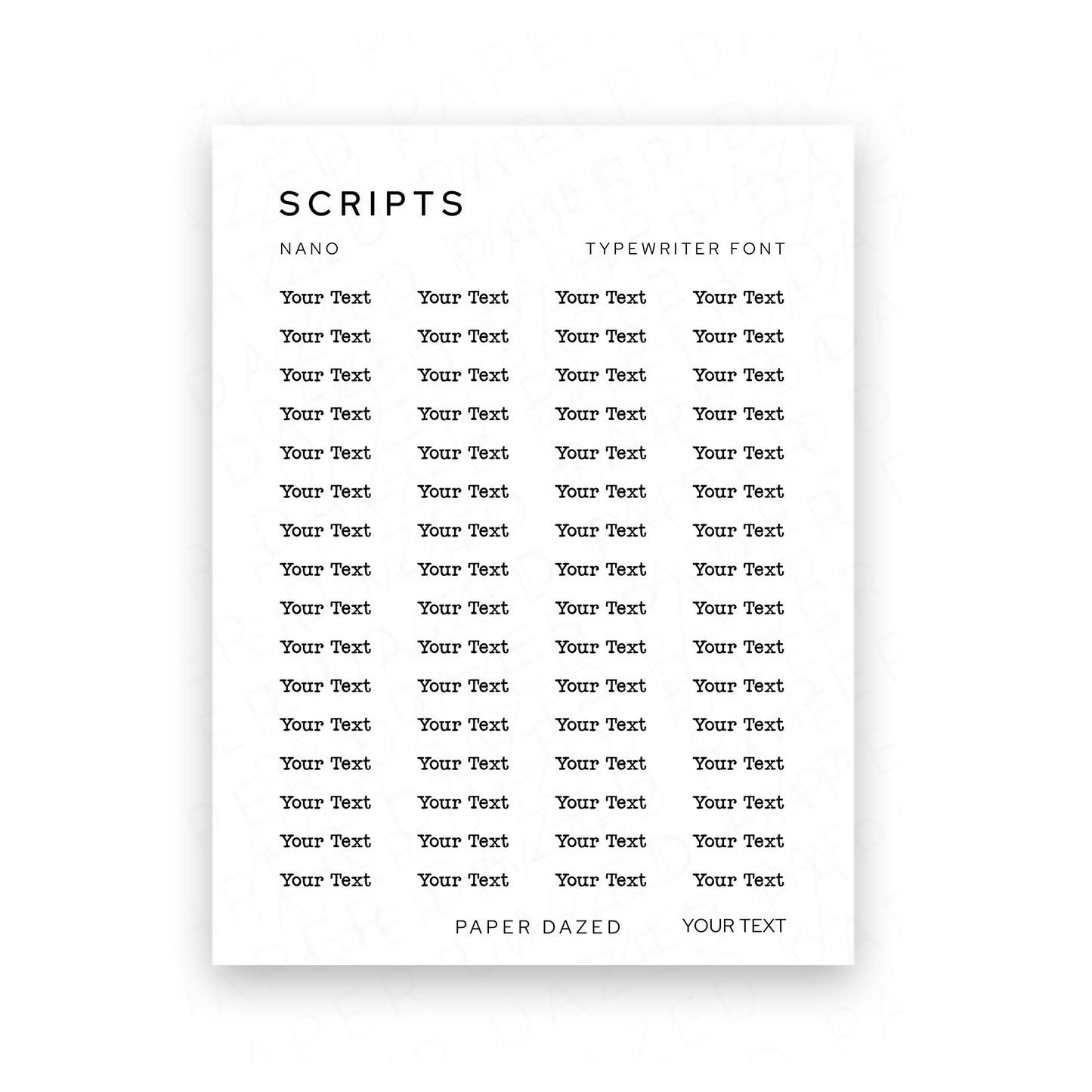 2mm Nano Custom Scripts - TYPEWRITER