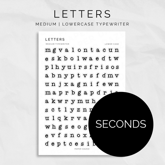 [SECONDS] Medium Lowercase Typewriter Letters Sticker Sheet