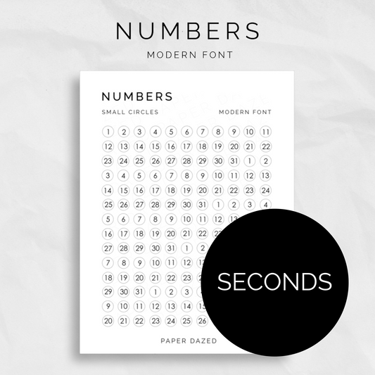 [SECONDS] Small Date Dot Number Stickers - MODERN Font