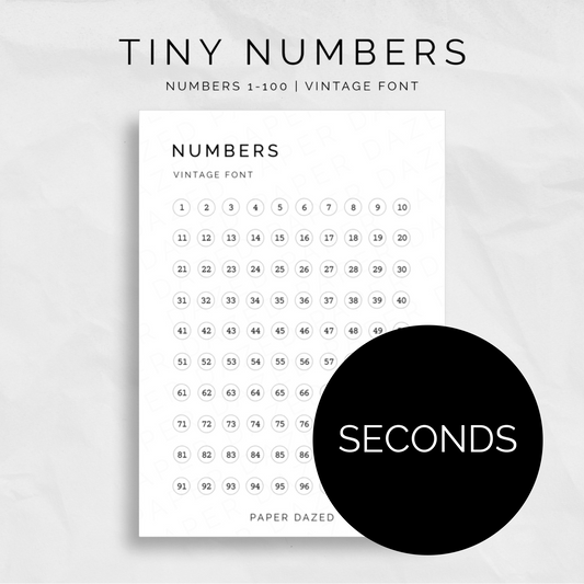 [SECONDS] Tiny Circle Number Stickers 1-100 - VINTAGE Font