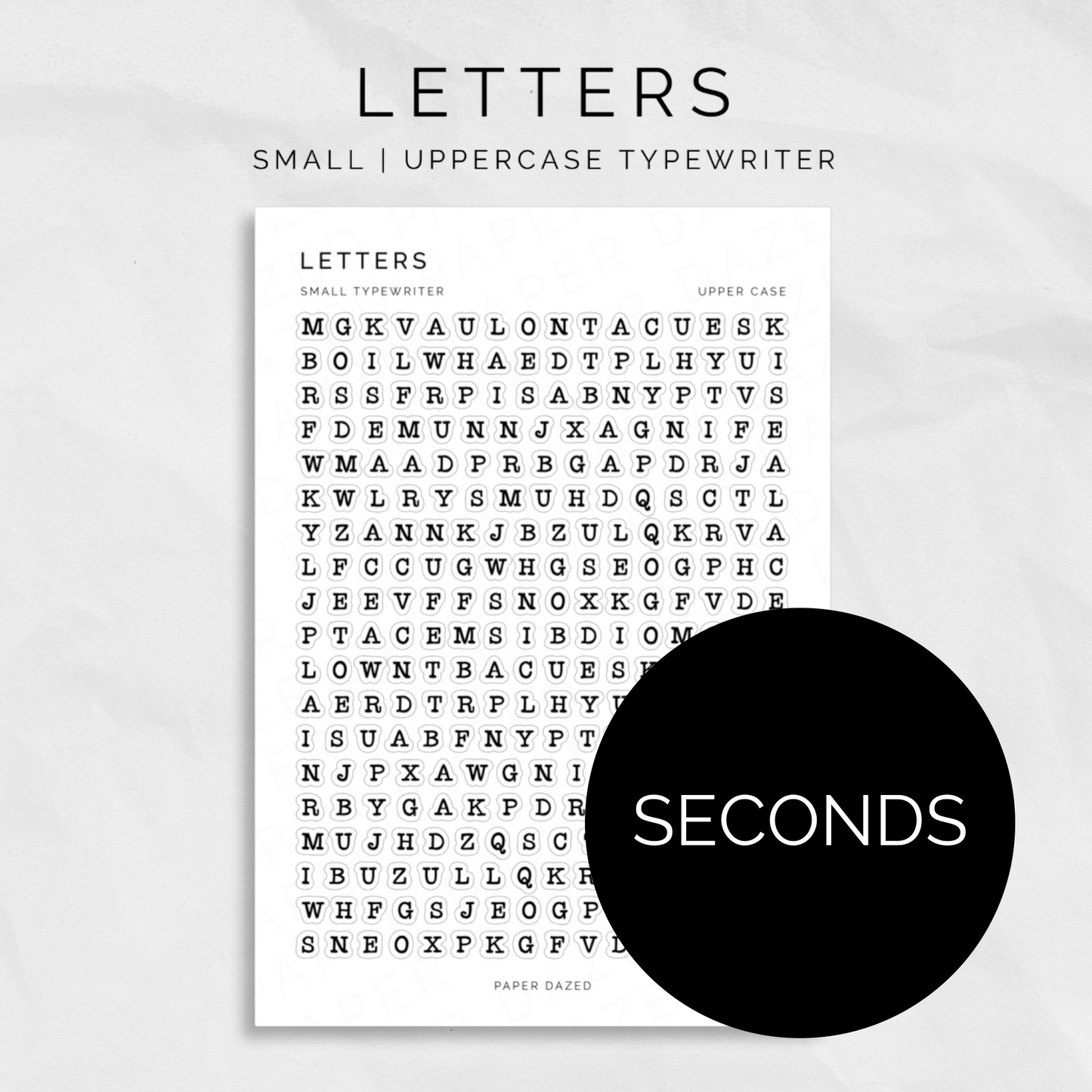 [SECONDS] Small Uppercase Typewriter Letters Sticker Sheet