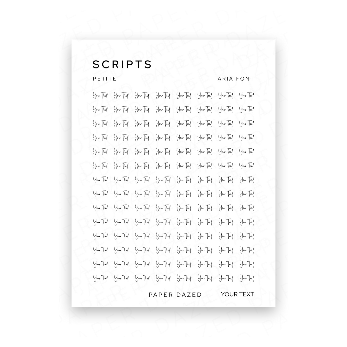 3mm Petite Custom Scripts - ARIA
