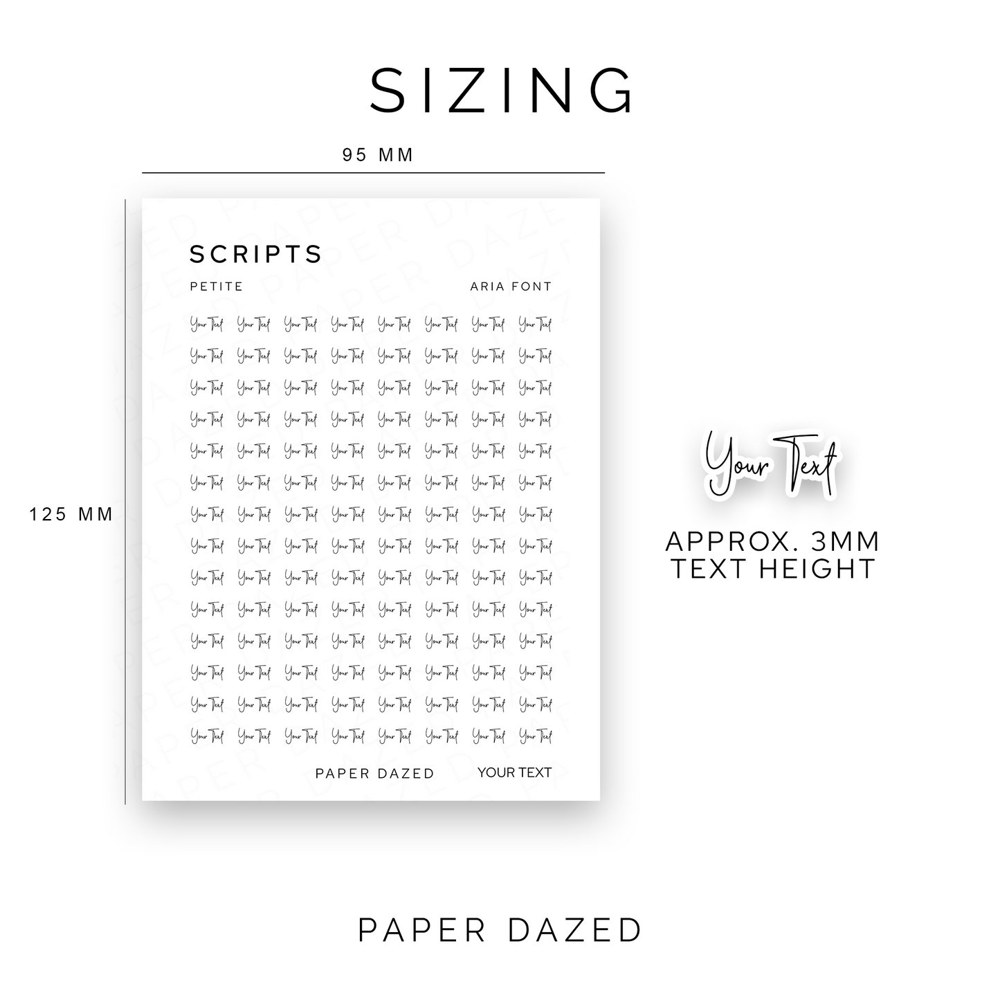 3mm Petite Custom Scripts - ARIA
