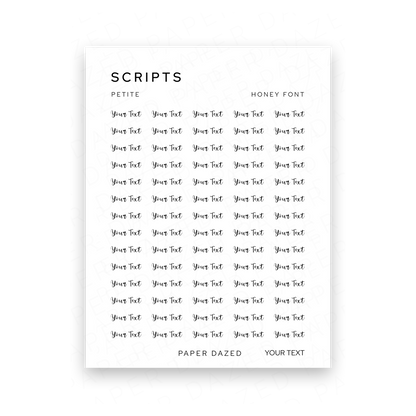 3mm Petite Custom Scripts - HONEY