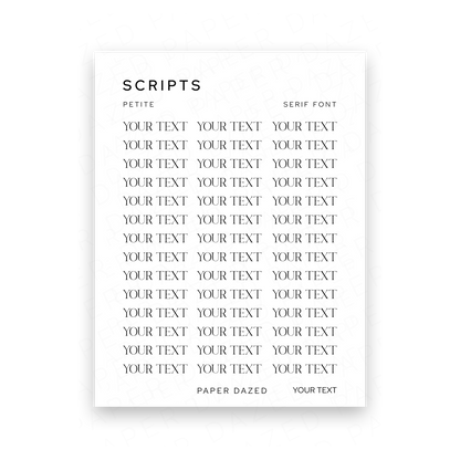 3mm Petite Custom Scripts - SERIF