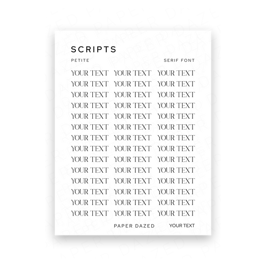3mm Petite Custom Scripts - SERIF