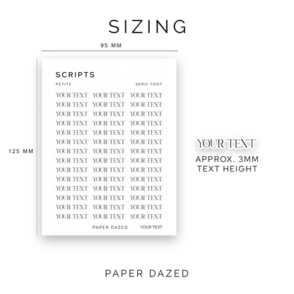 3mm Petite Custom Scripts - SERIF