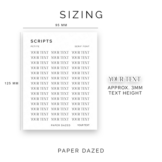 3mm Petite Custom Scripts - SERIF