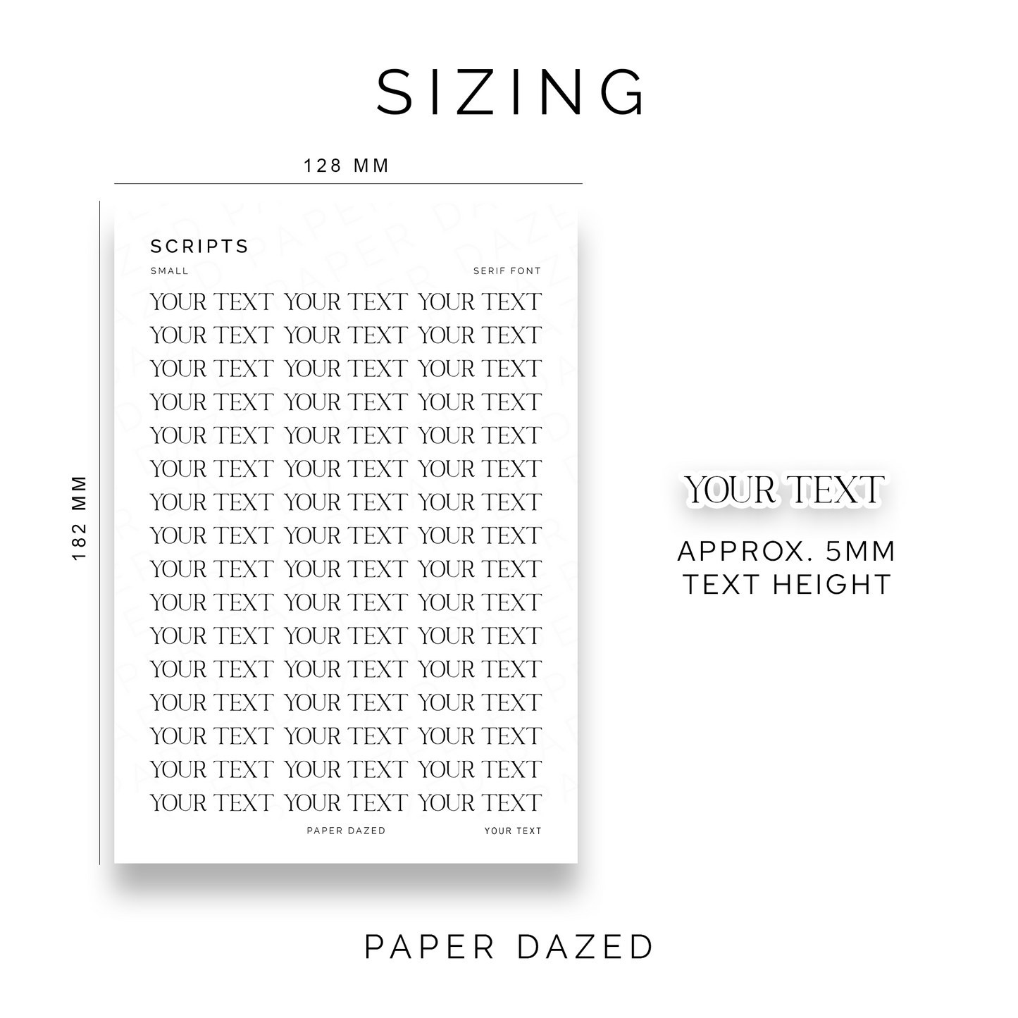 5mm Small Custom Scripts - SERIF