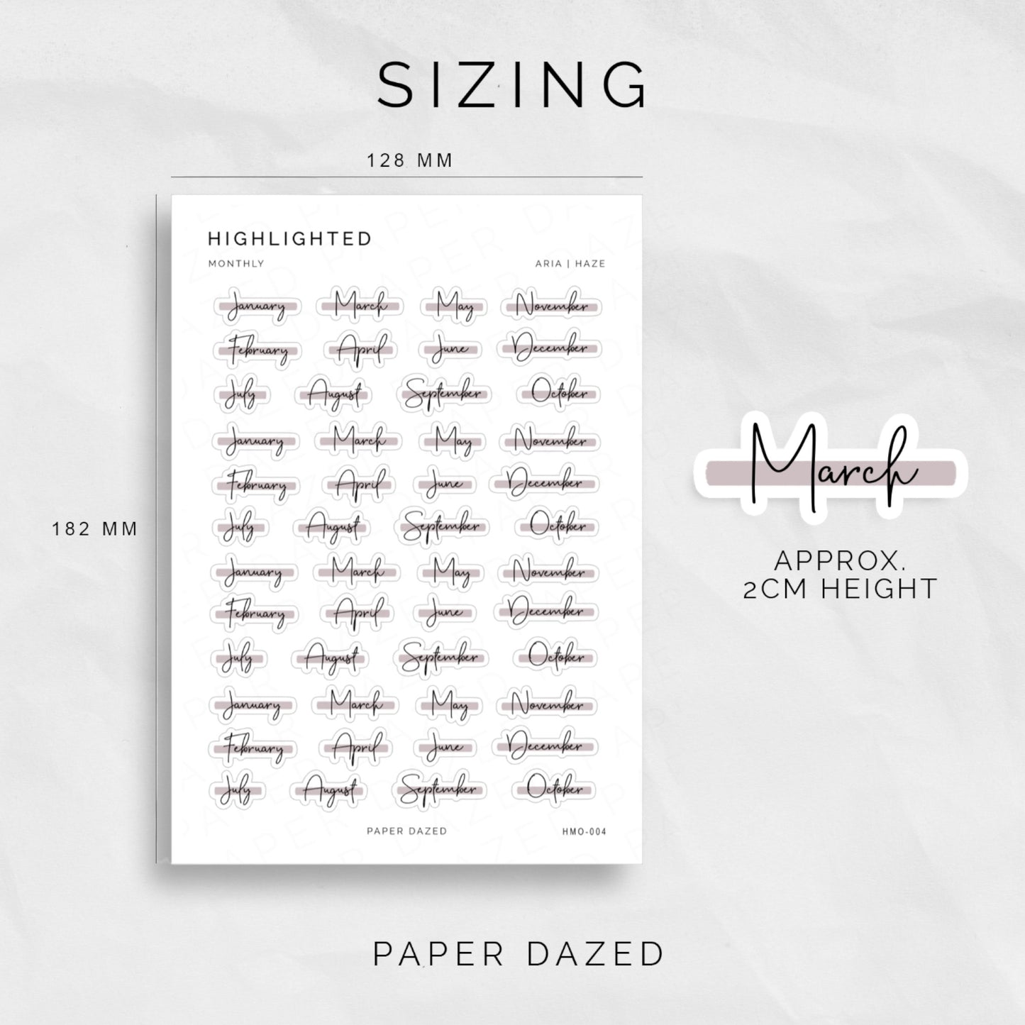 Highlighted Monthly Scripts - ARIA Font