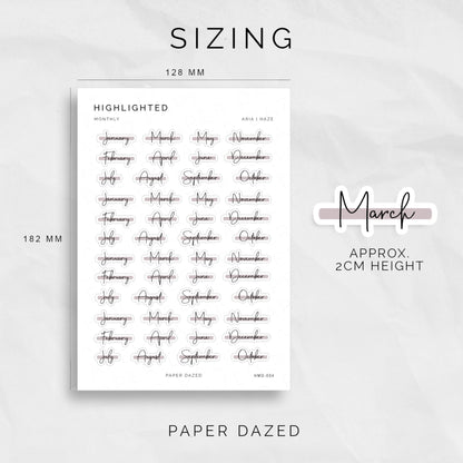 Highlighted Monthly Scripts - ARIA Font