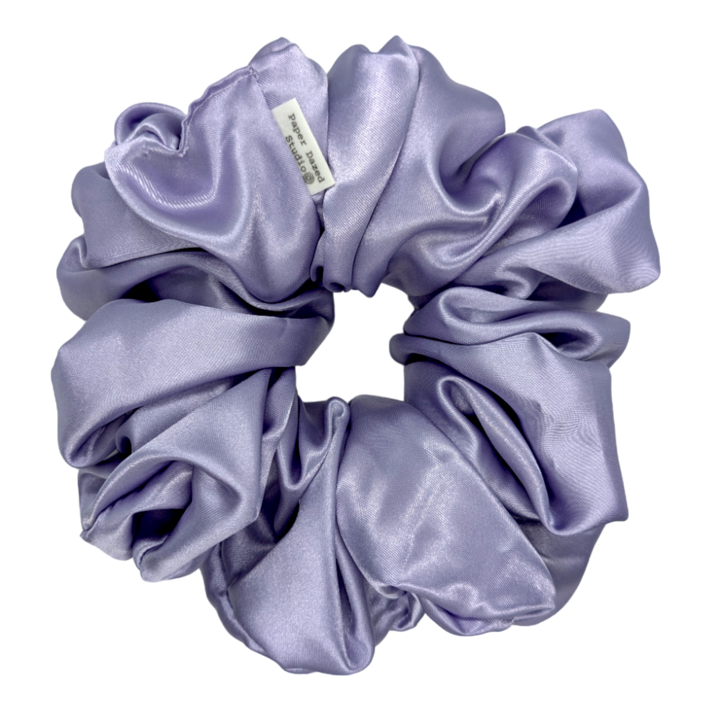 light purple satin XL scrunchie handmade by paper dazed