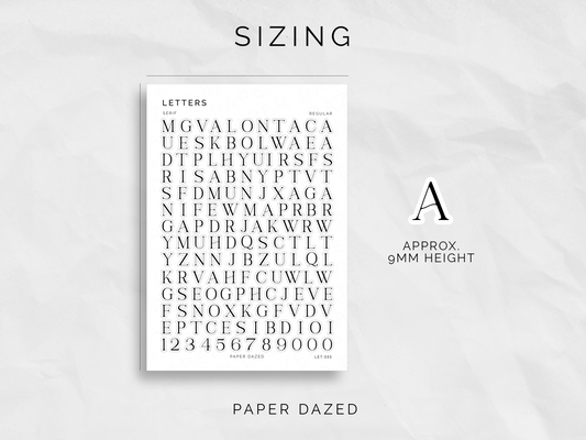 Regular Letters and Numbers Stickers - Serif Font