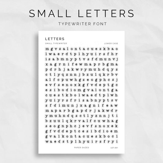 Small Typewriter Letters Sticker Sheet