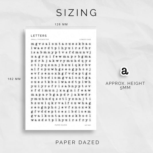 Small Typewriter Letters Sticker Sheet