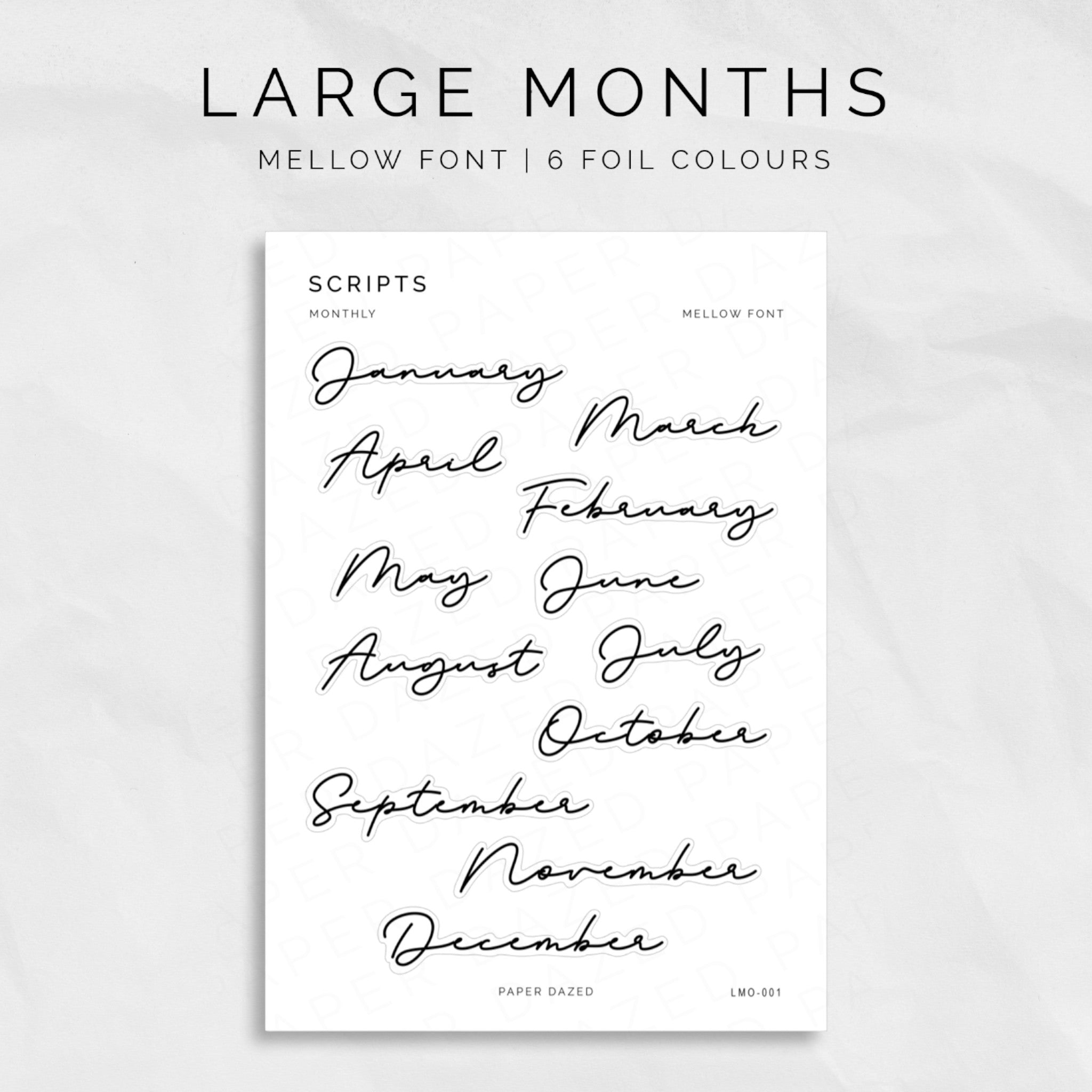 Large Monthly Scripts - MELLOW Font – Paper Dazed