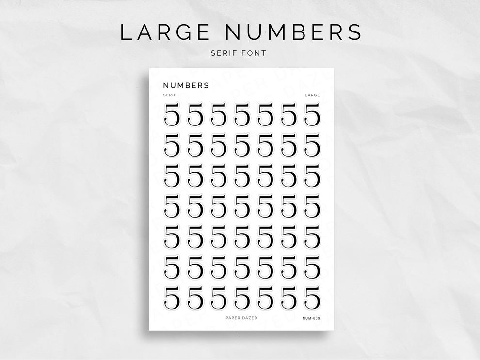 Large Number Stickers Serif Font Paper Dazed