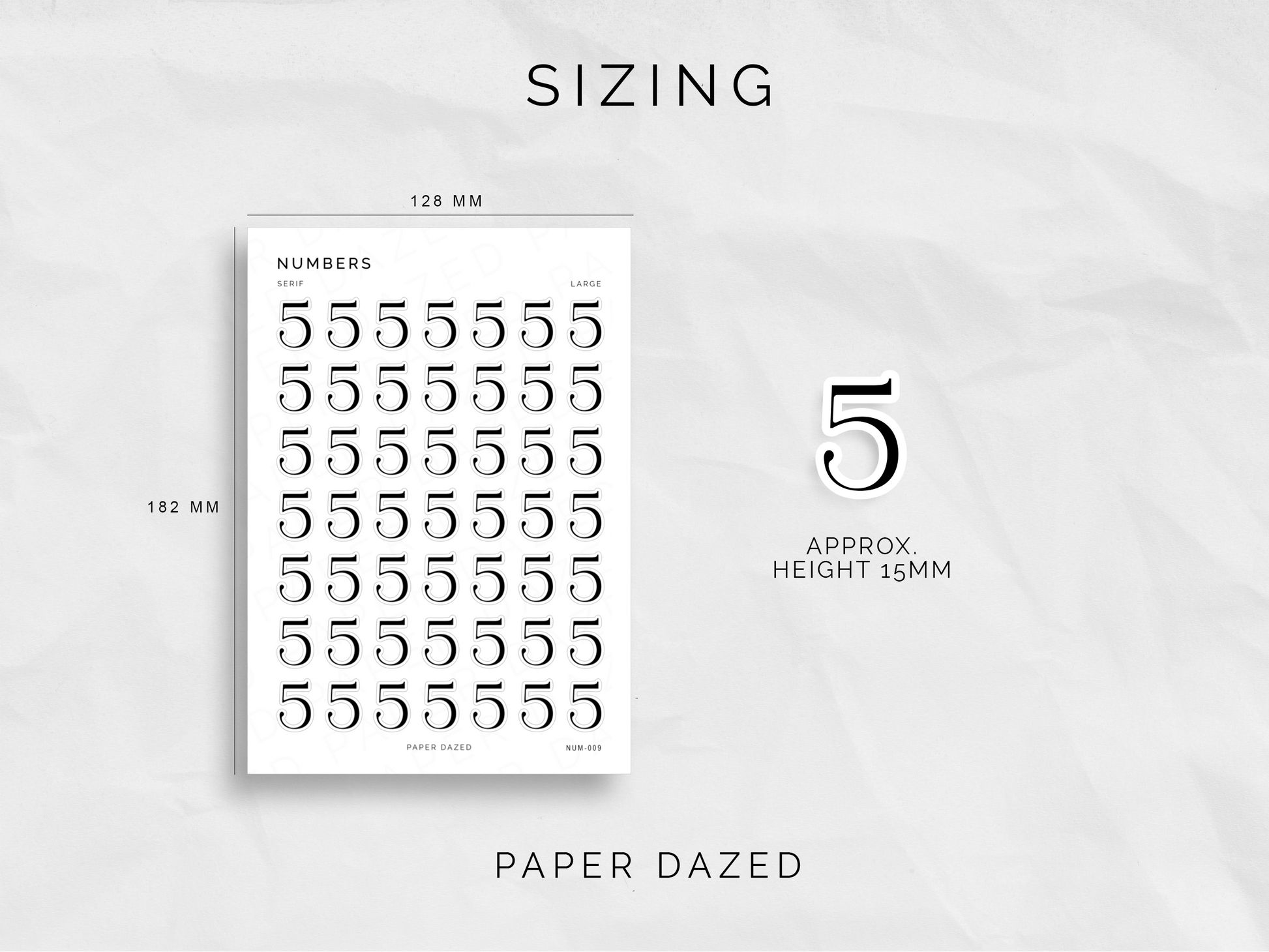 Large Number Stickers - Serif Font