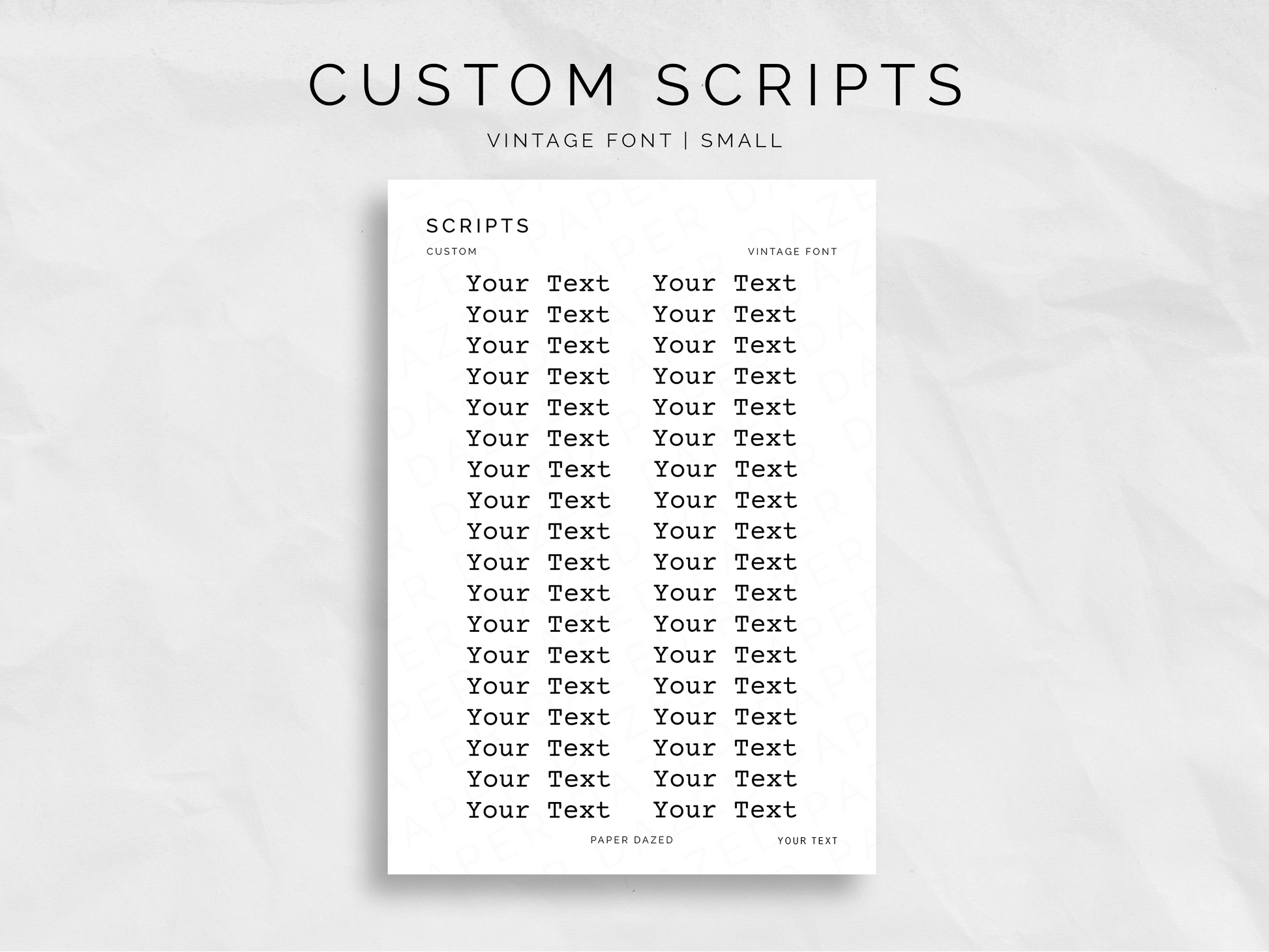 Small Custom Scripts - VINTAGE Font – Paper Dazed