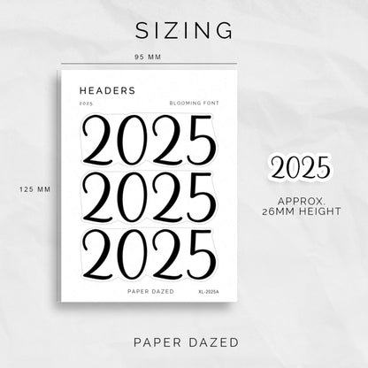 2025 Title Sticker - Blooming Font