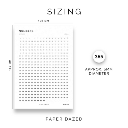 1-365 Small Date Dot Number Stickers