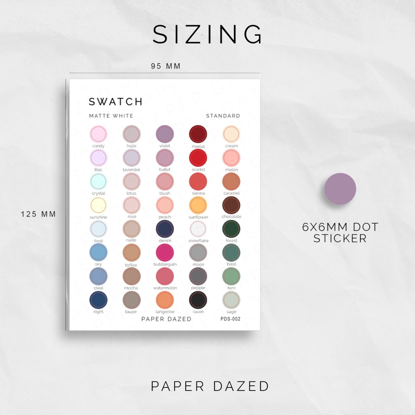 Standard Colour Swatch Stickers