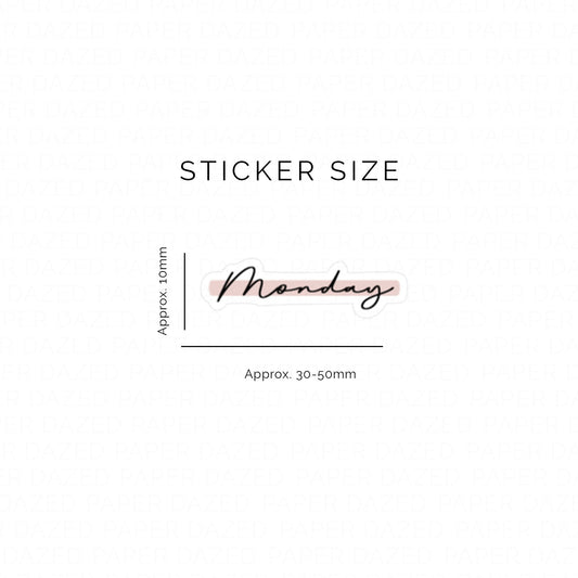 Highlighted Days of the Week Script Stickers - Mellow Font