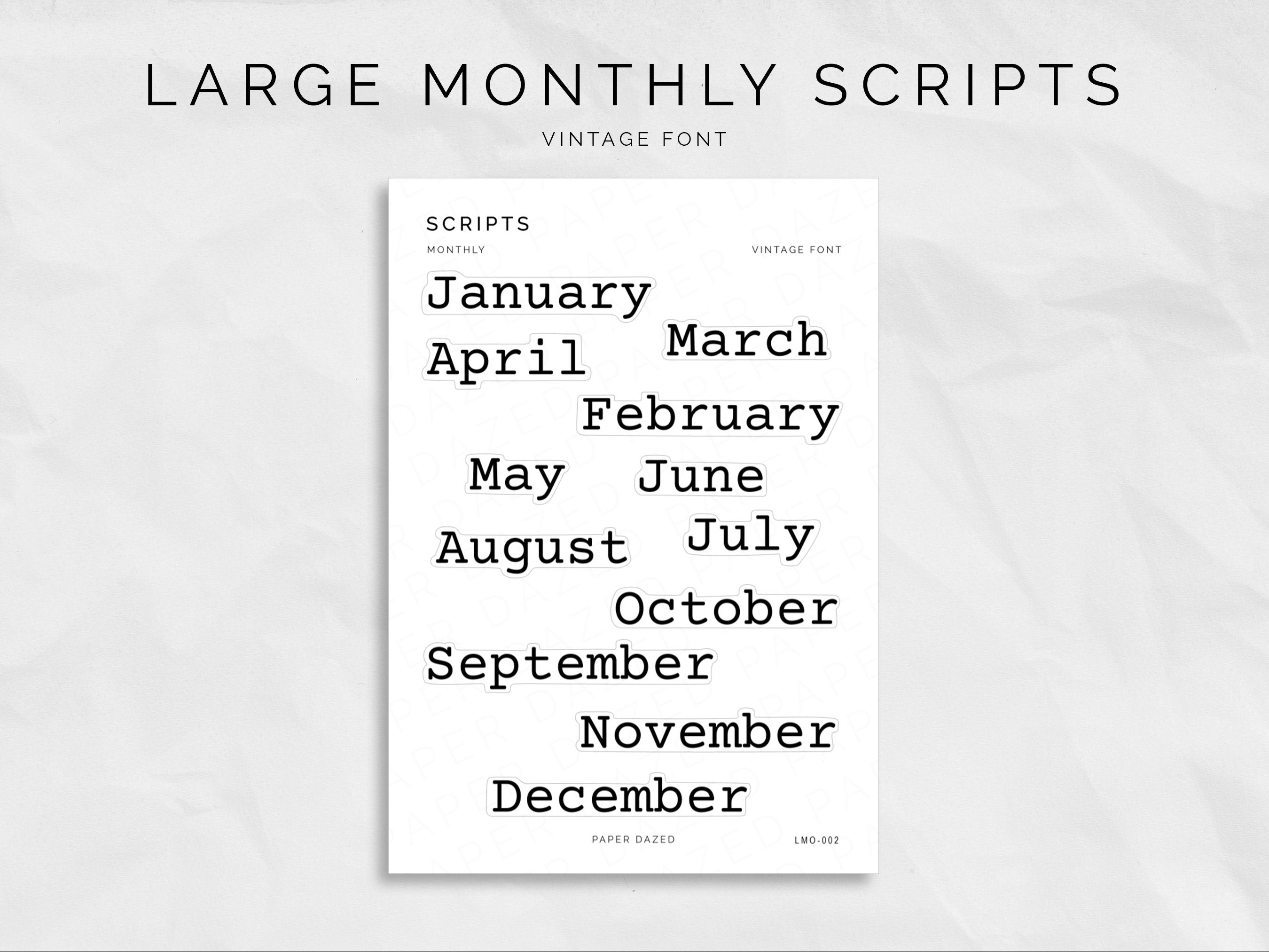 Large Monthly Scripts - VINTAGE Font – Paper Dazed