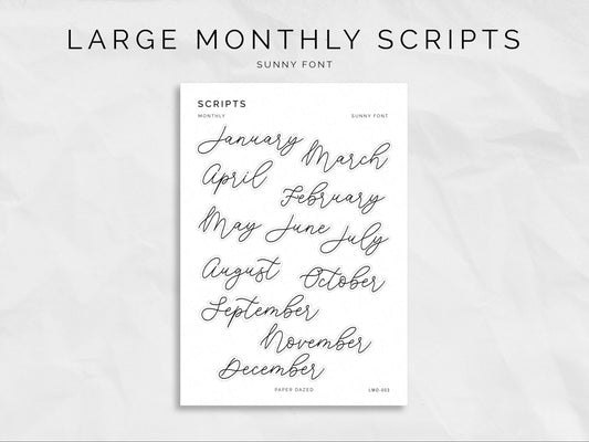 Large Monthly Scripts - SUNNY Font
