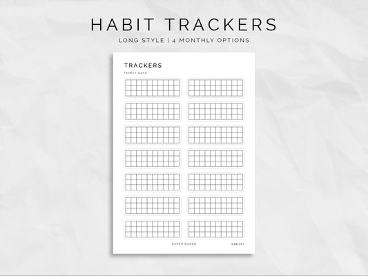 Long Style Monthly Habit Tracker Stickers