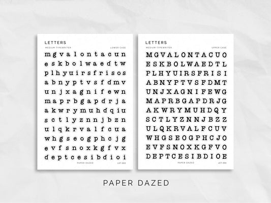 Medium Typewriter Letters Sticker Sheet