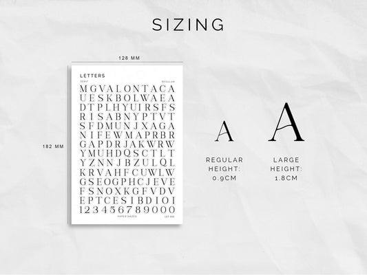 Letters and Numbers Stickers - Serif Font